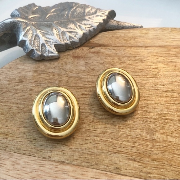 COPY - Vintage OLCi Gold Silver Tone Clip On Earrings - Picture 2 of 8